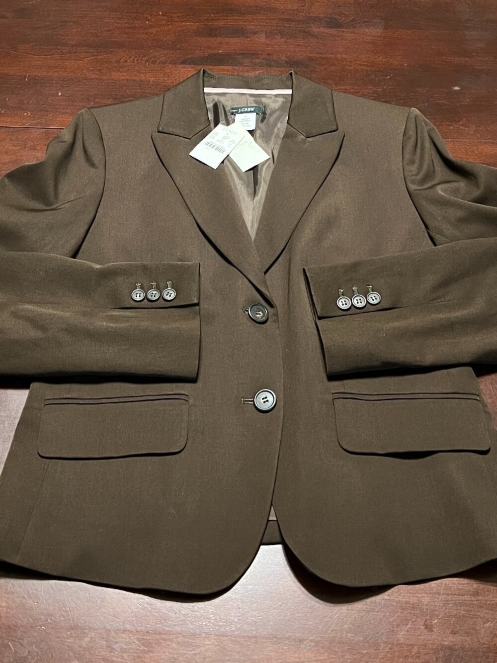 VTG J CREW WOOL CREPE BLAZER COCOA BROWN SIZE 8/10 WITH TAGS - Picture 5 of 11